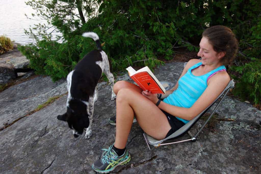 Teen essay contest winner Julia Ruelle and her dog in the Boundary Waters Canoe Area Wilderness. Photo courtesy Julia Ruelle.