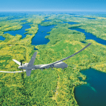 Photo courtesy of Airphoto – Jim Wark. Digital simulation—unmanned US Customs and Border Protection surveillance aircraft patrolling the Quetico-Superior border.