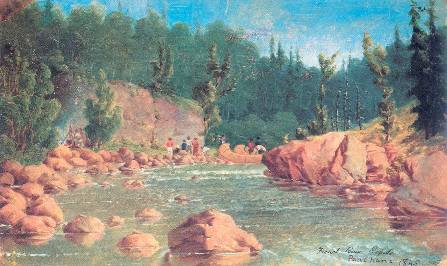 French River Rapids by Paul Kane, 1845 or 1846, oil on paper. Courtesy Stark Museum of Art, Orange, Texas.