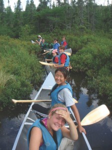 Kate Kincaid (in front) with campers from Wilderness Canoe Base.