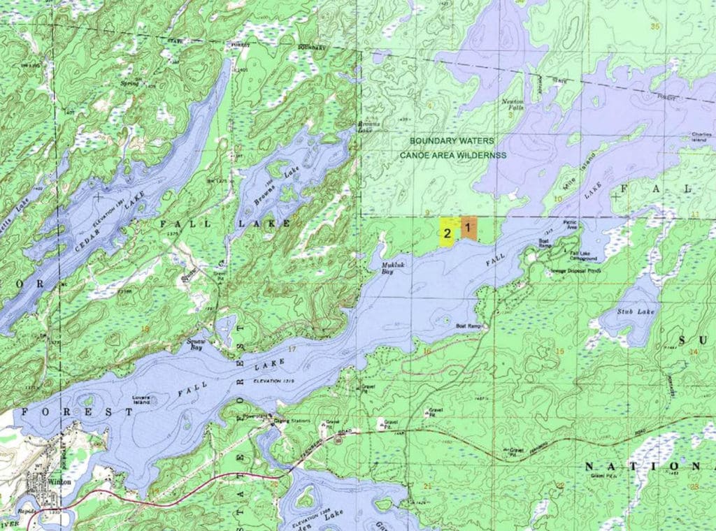 Location of Fall Lake properties. 