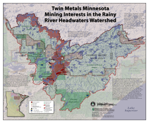Map of Twin Metals mineral leases in the Boundary Waters and Voyageurs National Park watershed. 
