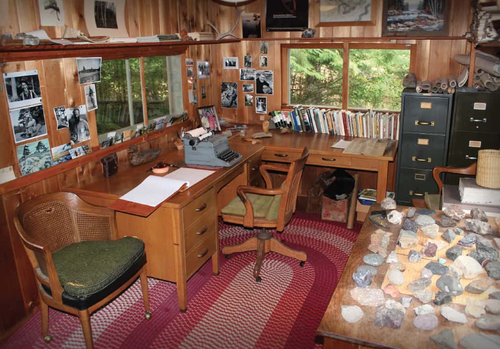 Sigurd Olson’s writing shack remains just as it was when he passed away in 1982, containing a plethora of mementoes and photos from his adventures. All photos by Greg Seitz.