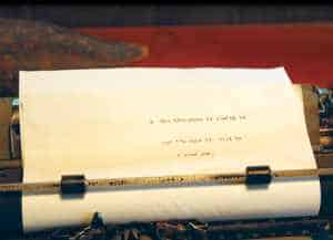  The paper with the possibly prophetic last words Sigurd Olson ever typed remains in the typewriter in his writing shack. Photo by Greg Seitz.