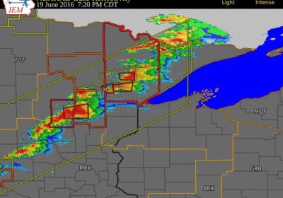 Radar image shows severe storms moving through the Arrowhead the evening of June 19, 2016.