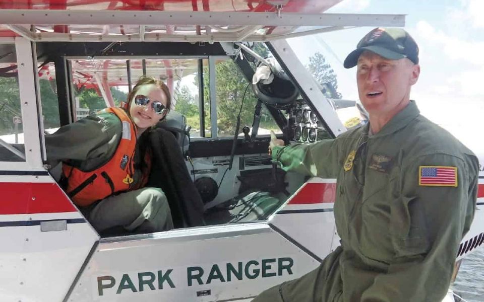 National Park Ranger Pilot Steve Mazur meets with National Park Teen Ambassador, photo courtesy VNPA.