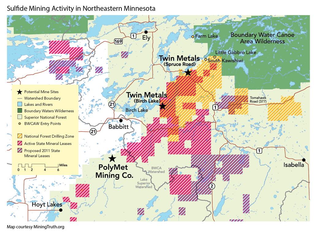 Sulfide Mining Activity in Northeastern Minnesota, Map courtesy MiningTruth.org