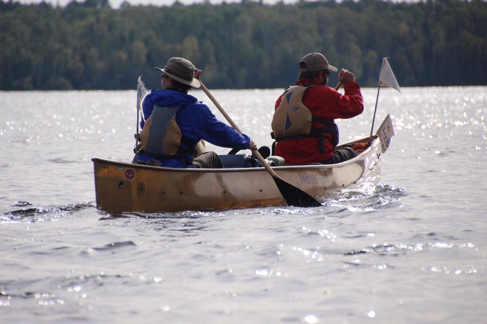 Amy and Dave Freeman paddle on the South Kawishiwi River as they leave the Boundary Waters for the first time in 366 days. (Photo via Save the Boundary Waters)