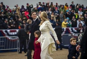 Jared Kushner, Ivanka Trump, and their children walk in the Inauguration Parade on Jan. 20, 2017