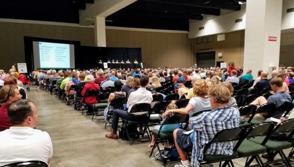 One thousand people attended a public hearing on the proposal in St. Paul in July. Most pro-mining advocates boycotted the event. (Photo by Margaret Smith, used with permission)