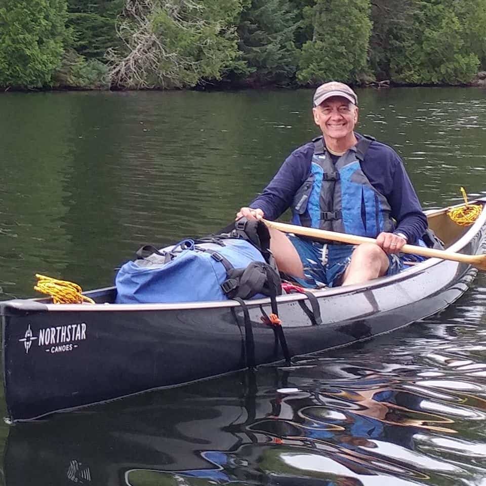 Jerry and his Northstar Magic solo canoe on Caribou Lake in Quetico Provincial Park. Photo courtesy Jerry Vandiver.