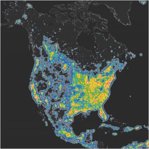 Map of North America’s artificial sky brightness