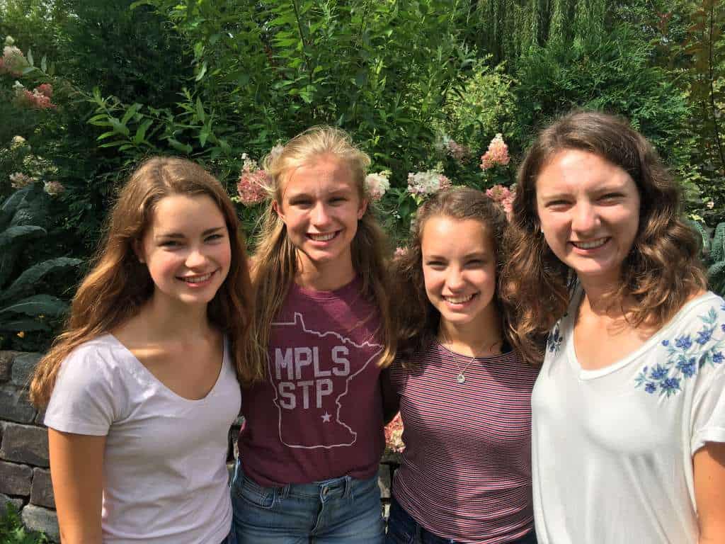 Julia Ruelle (right) and some of her friends. Julia will lead up to three of her friends on a Boundary Waters trip this summer, outfitted by Ely Outfitting Company. Photo courtesy Julia Ruelle.
