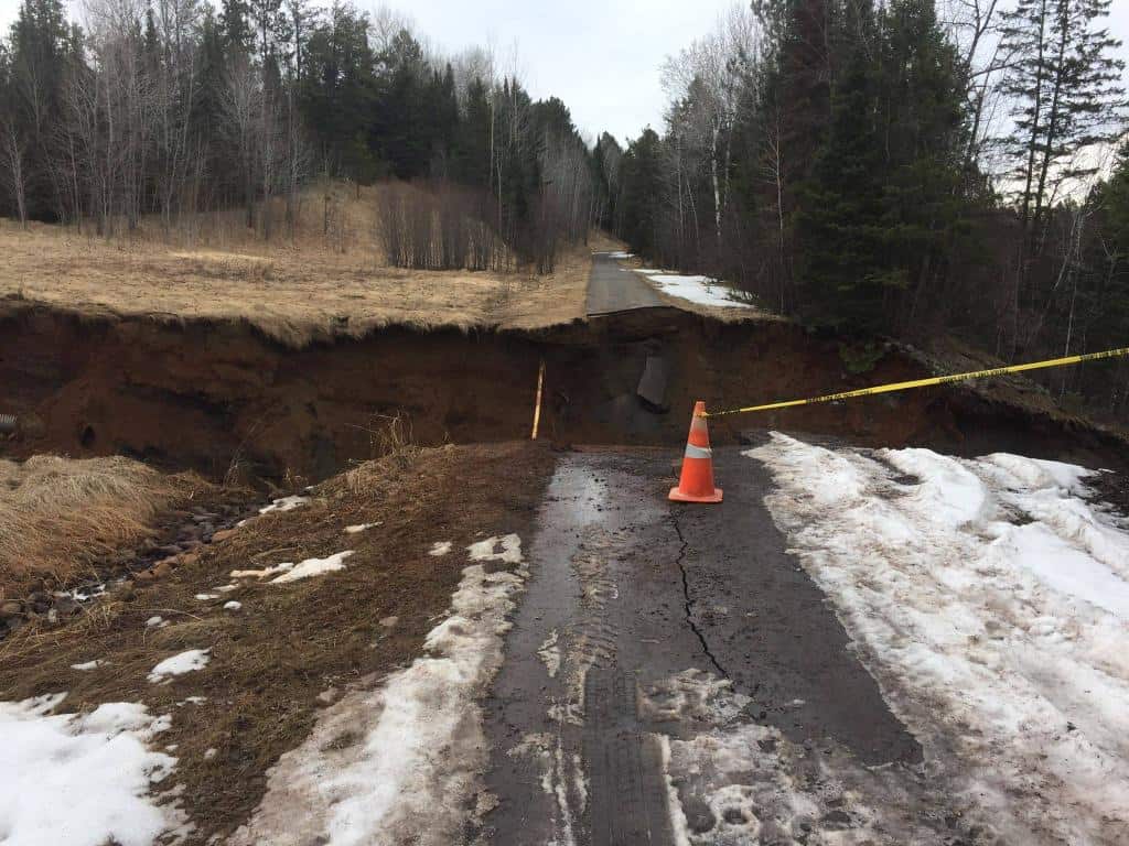 Photo of washout via Mesabi Trail Facebook page.