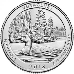Reverse side of new Voyageurs National Park quarter from the U.S. Mint. 