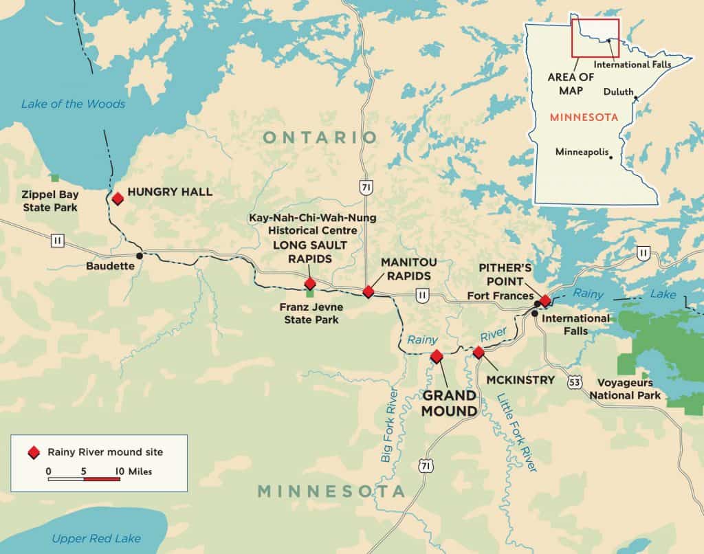 Grand Mound is part of a network of more than 20 burial mounds on the Rainy River between Lake of the Woods and Rainy Lake. (MNHS)
