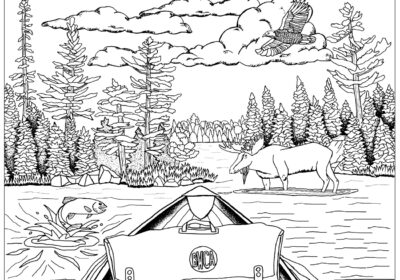 Coloring Page BWCAW Caribou Lake Boundary Waters by Erik Fremstad