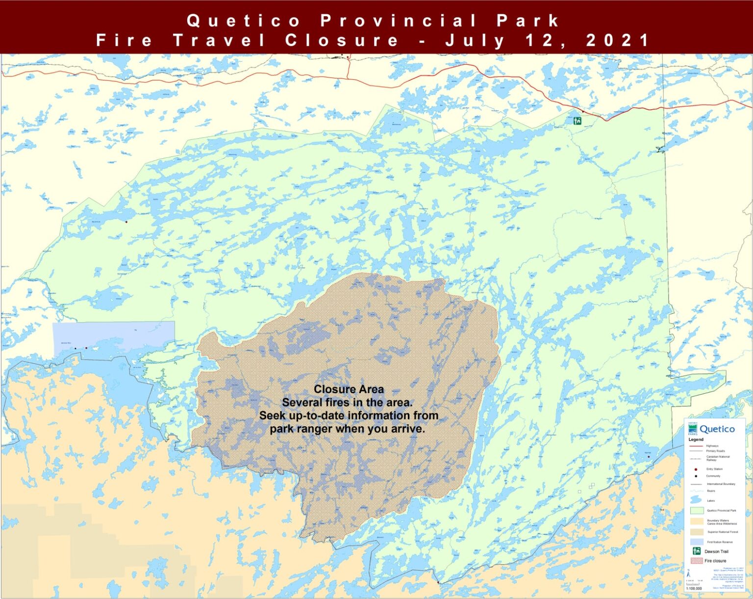 Wildfires in Quetico Park grow prompting closures on both sides of border