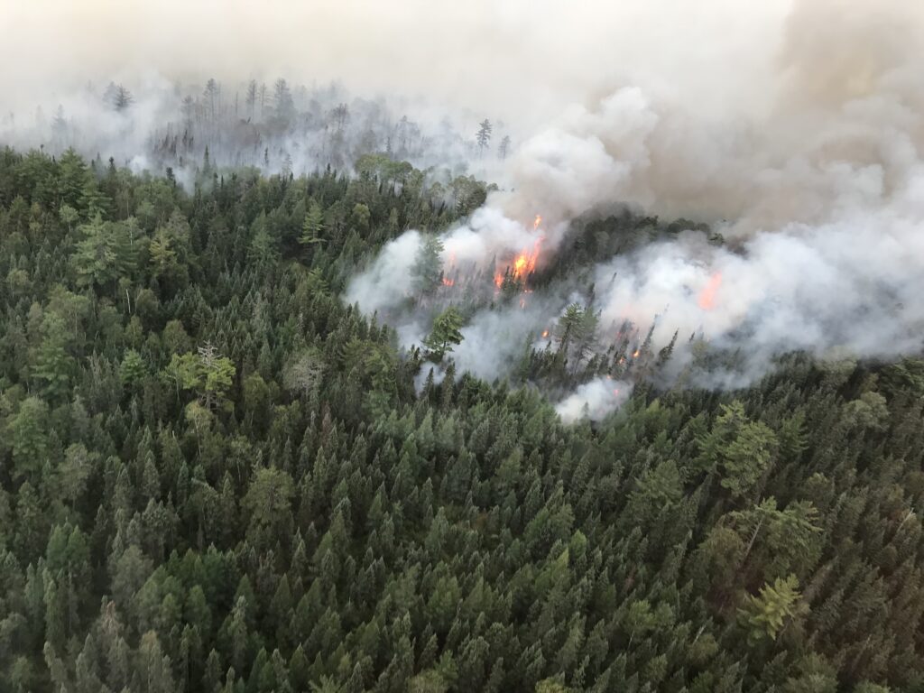 A fire in Quetico Provincial Park, July 2021