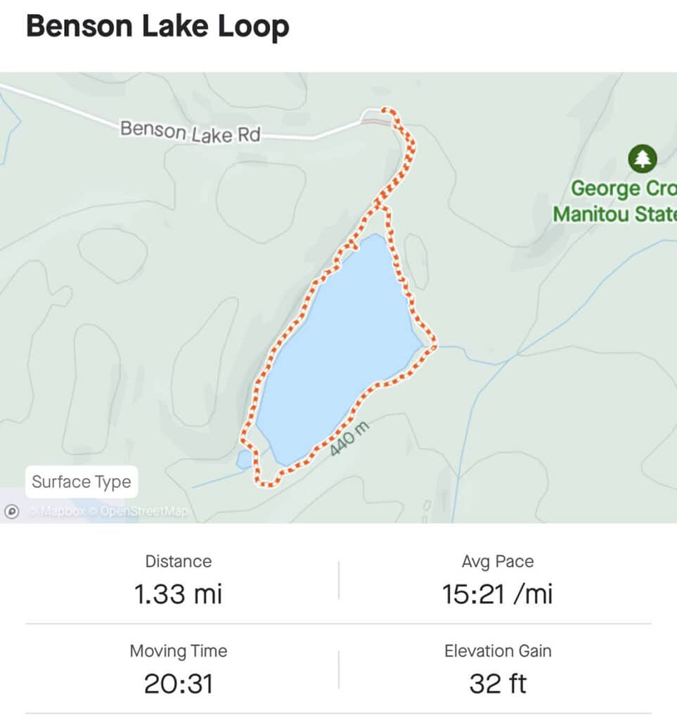 Benson Lake Loop Map