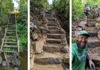 Stairway Portage from Wood to Stone Steps Great Lakes Builders