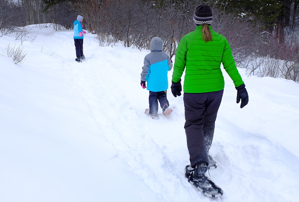 Family snowshoeing