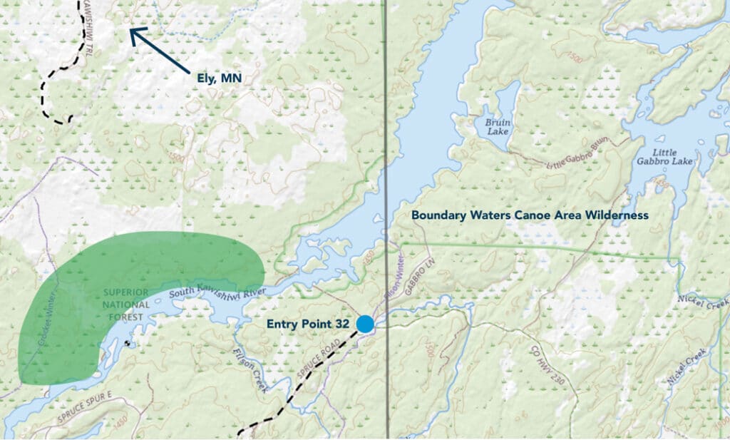 Map of 361 acres along the South Kawishiwi River recently protected by the Friends