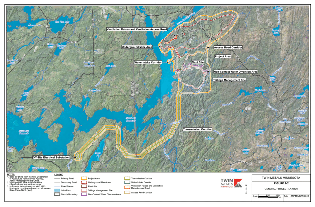 Map Twin Metals mining site close to BWCAW