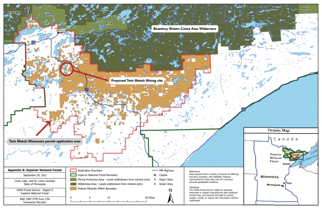 Map Twin Metals mining site