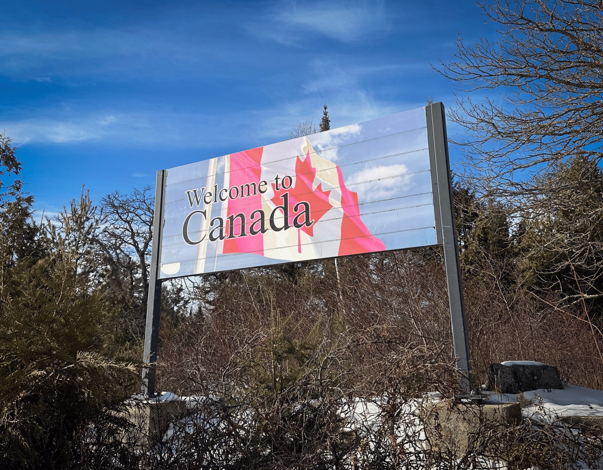 Welcome to Canada sign from BWCA