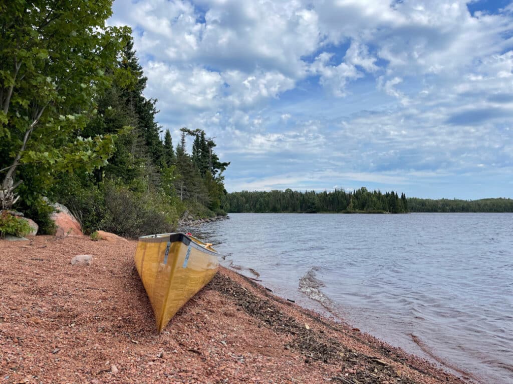 Canoe on shoreline Frear Lake