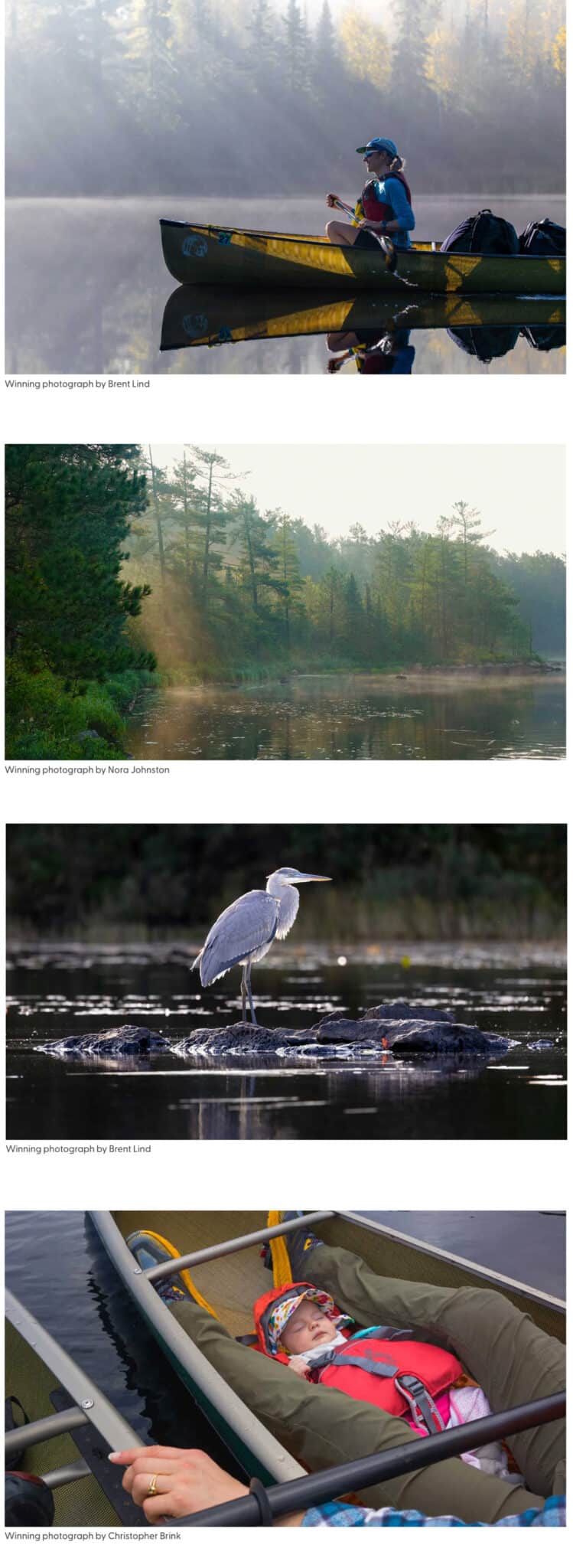 Photos of people enjoying the Boundary Waters Canoe Area Wilderness, canoeing. camping, hiking, wildlife and a baby in a canoe