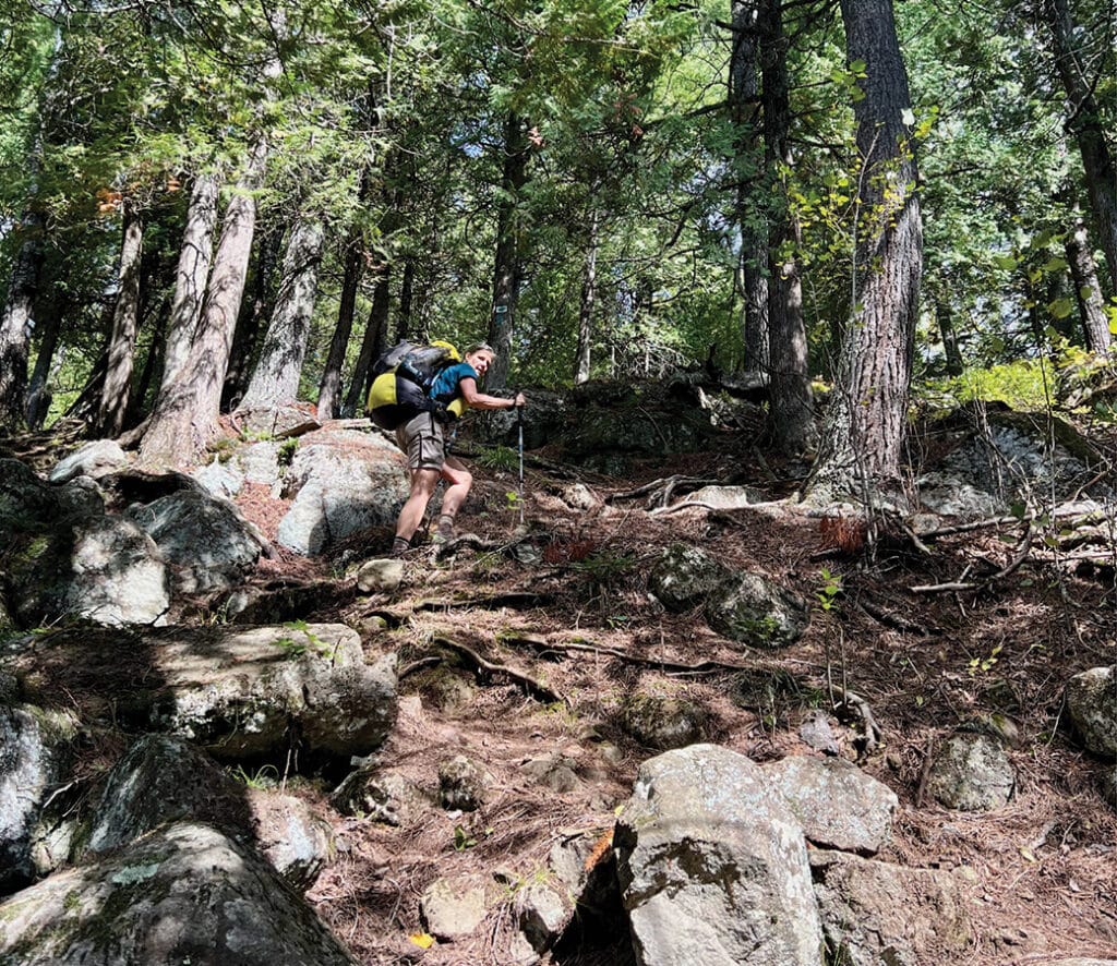 Hiker on rugged Superior Hiking Trail
