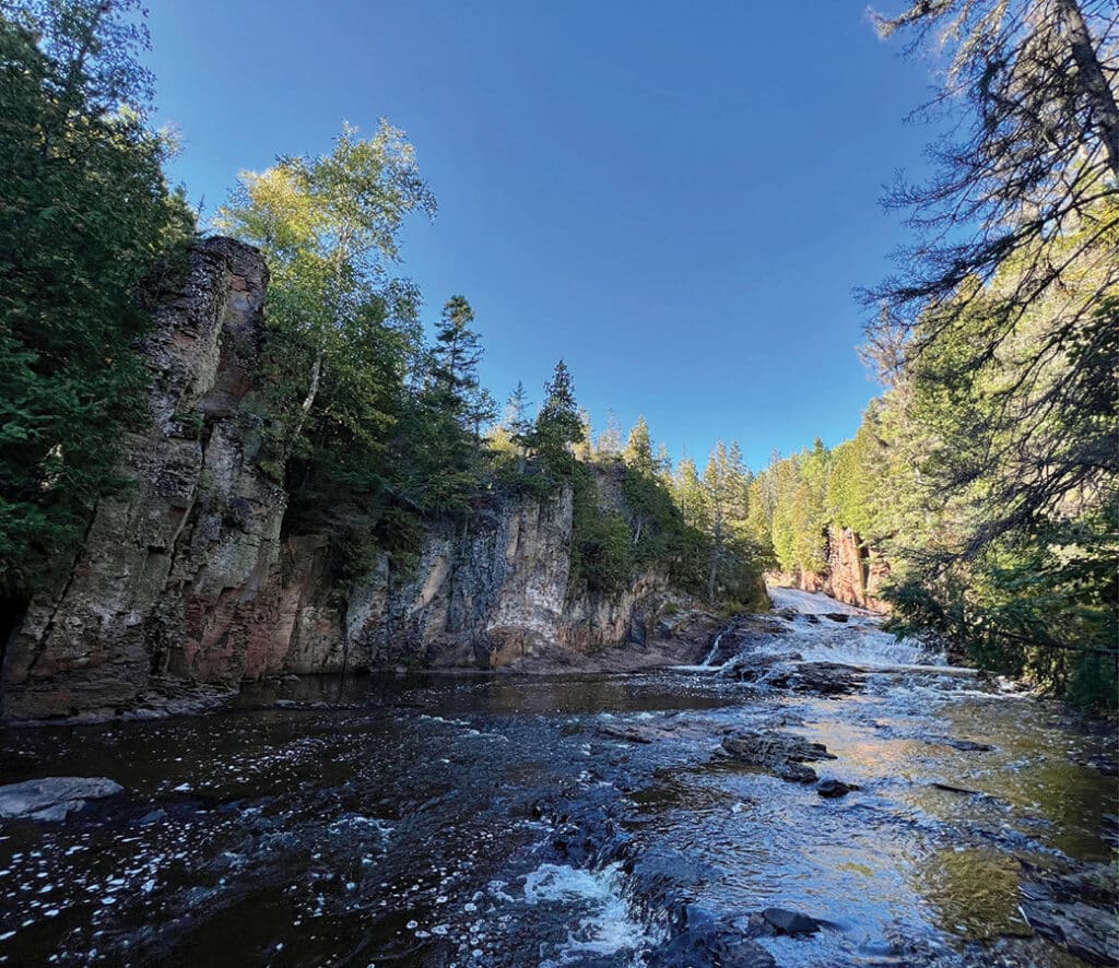 Waterfall viewed from Superior Hiking Trail