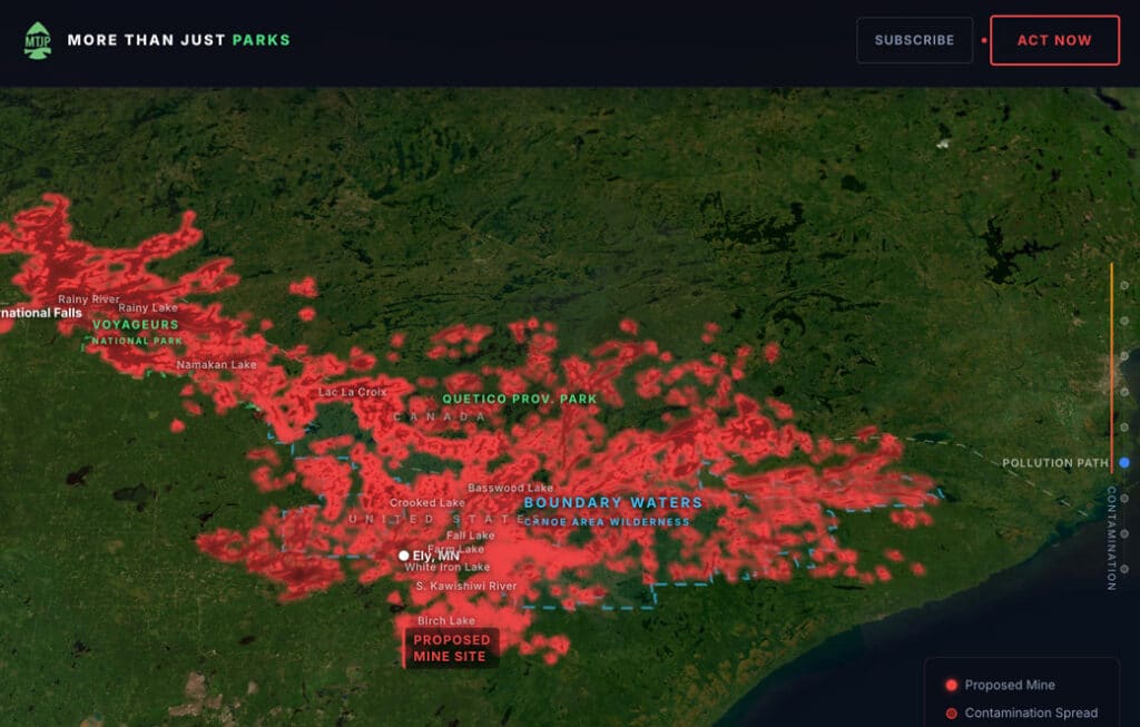 Map showing potential pollution