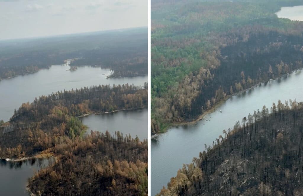 Aerial photos of Bear Trap Fire zone