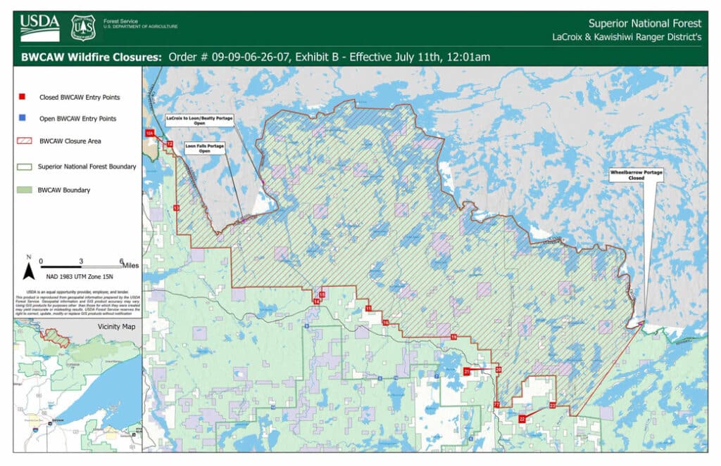 BWCAW Closed Entry Points Map